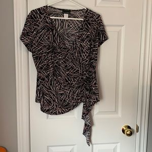 Brittany Black sequinned patterned top in black, rose and white